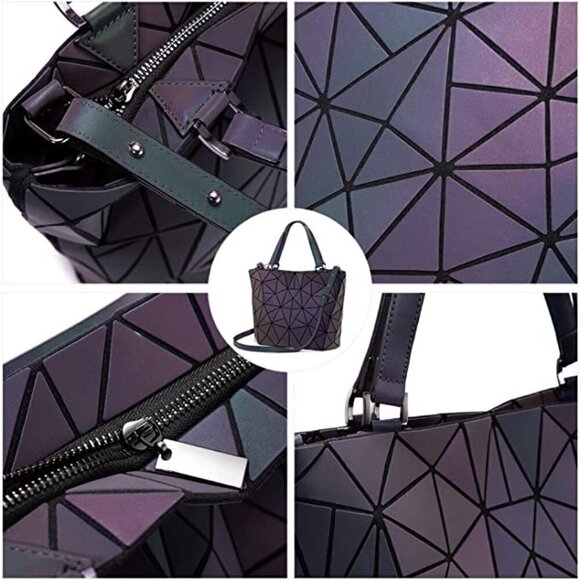 🆕luminous purses geometric handbags holographic reflective crossbody bag NWT - Picture 5 of 7